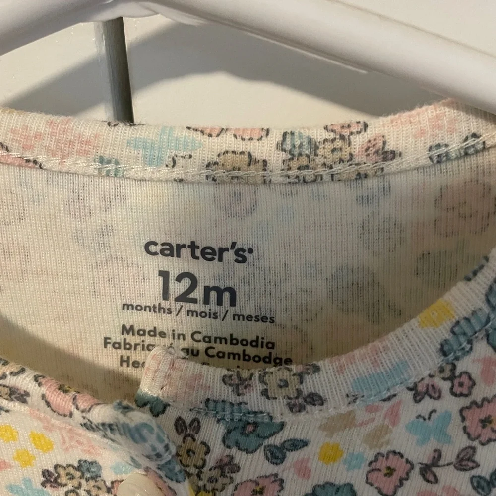 Carter NWT sundress with Flutter Sleeves and Peter Pan Collar attached pants 12M